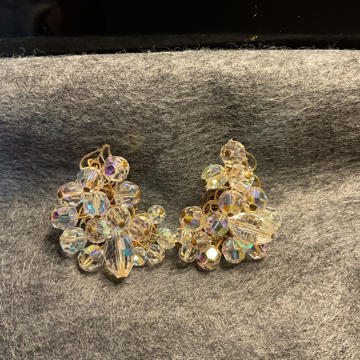 Vintage Aurora Borealis Crystal Earrings