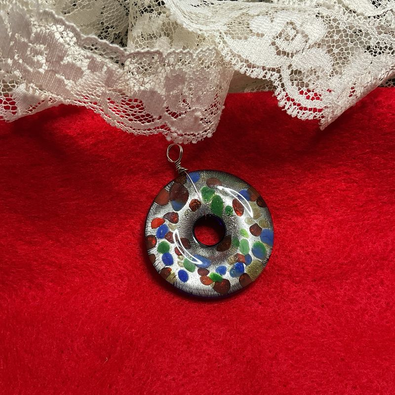 Millefiori Glass Donut Pendant