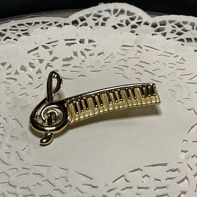 Vintage AJC Brooch Piano Keys Treble Clef Pin