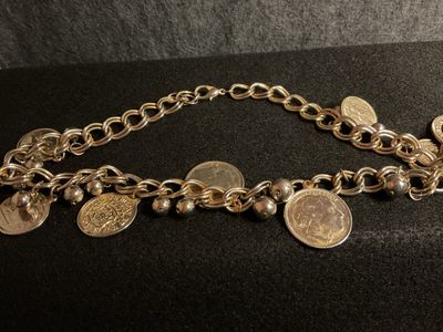 &quot;Alexander The Great&quot; Chunky Faux Coin Necklace