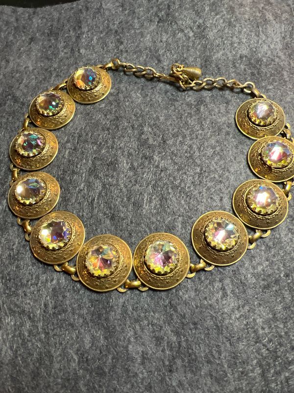 Signed Vendome Rivoli Rhinestone Necklace – 1950s Hollywood Glam, 17” Adjustable