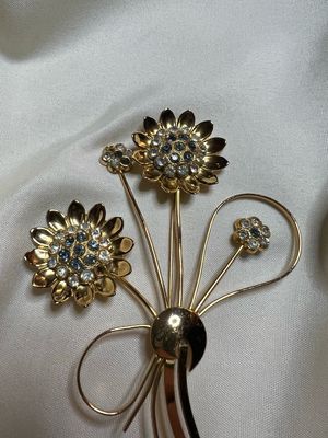 Vintage Corocraft Sterling Vermeil Floral Sunflower Brooch