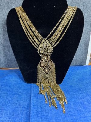 Vintage Victorian Revival Statement Necklace by Goldette New York 1950&#39;s / 1960&#39;s