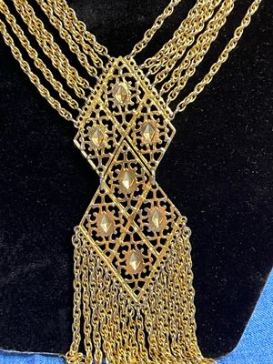 Vintage Victorian Revival Statement Necklace by Goldette New York 1950&#39;s / 1960&#39;s