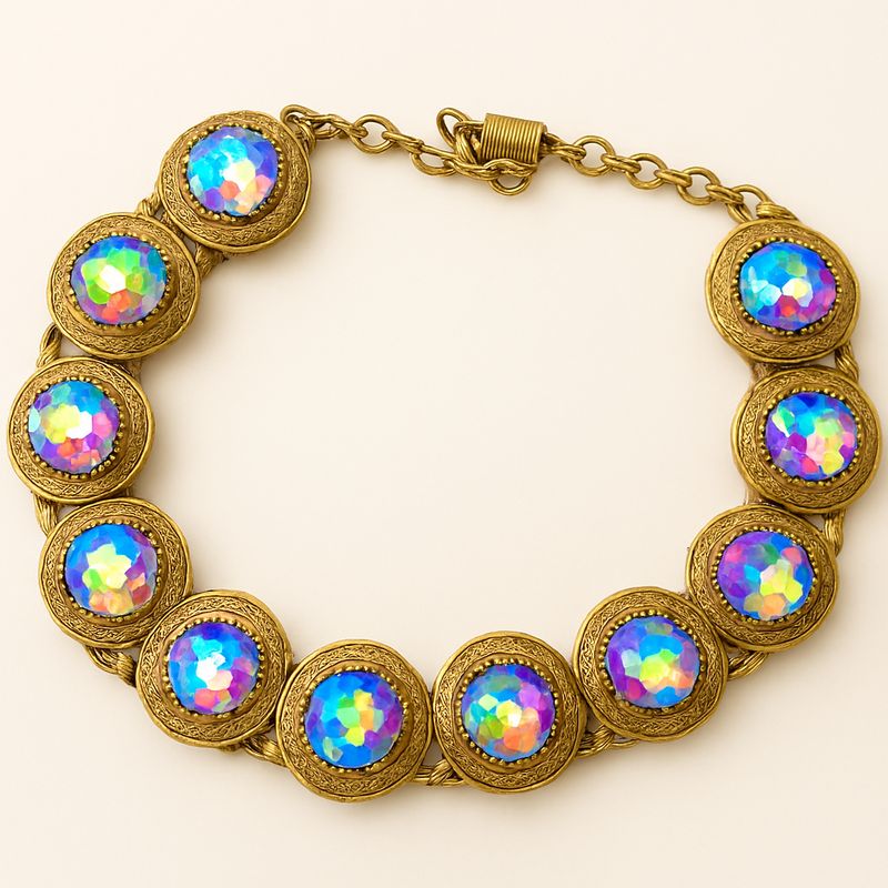 Signed Vendome Rivoli Rhinestone Necklace – 1950s Hollywood Glam, 17” Adjustable