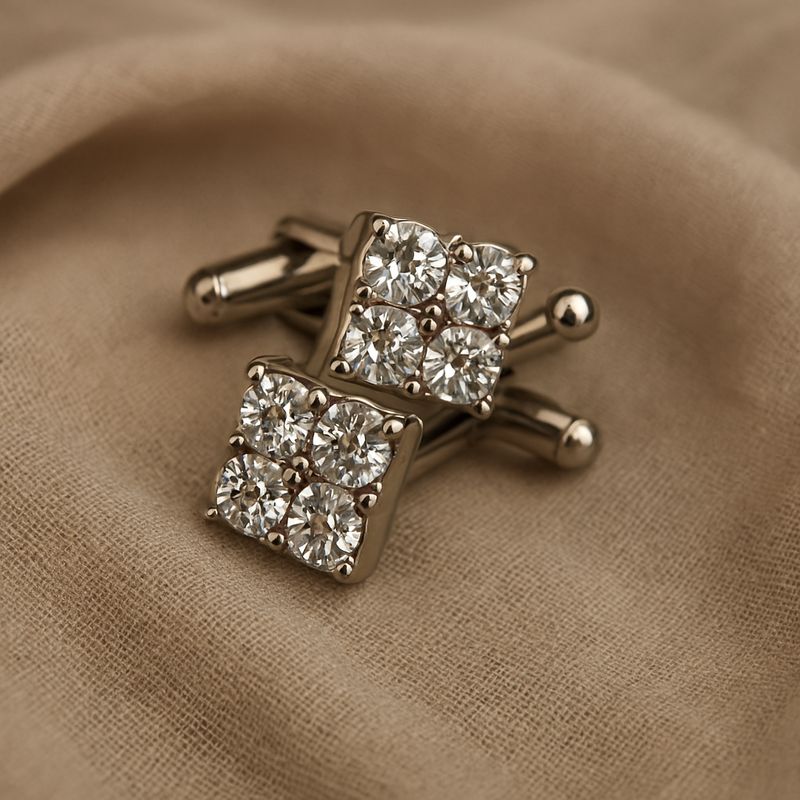 Steadfast Spark – Vintage Silver Cufflinks with Brilliant Stones