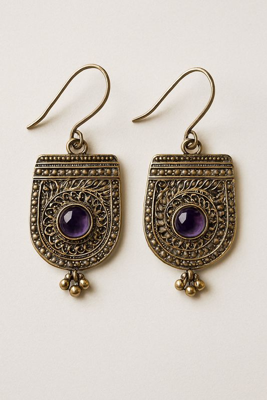 Amethyst 925 SS Earrings