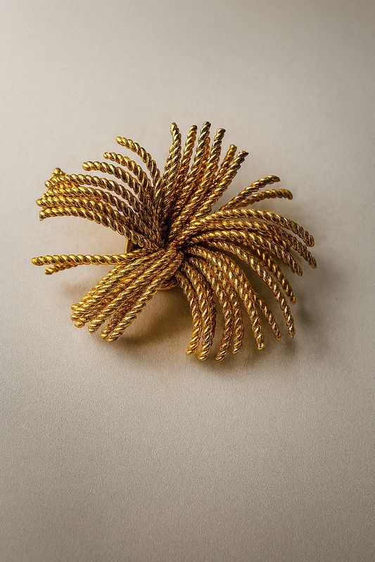 Antique Gold-Tone Firework Brooch | 2” Estate Treasure, Hand-Picked &amp; One-of-a-Kind
