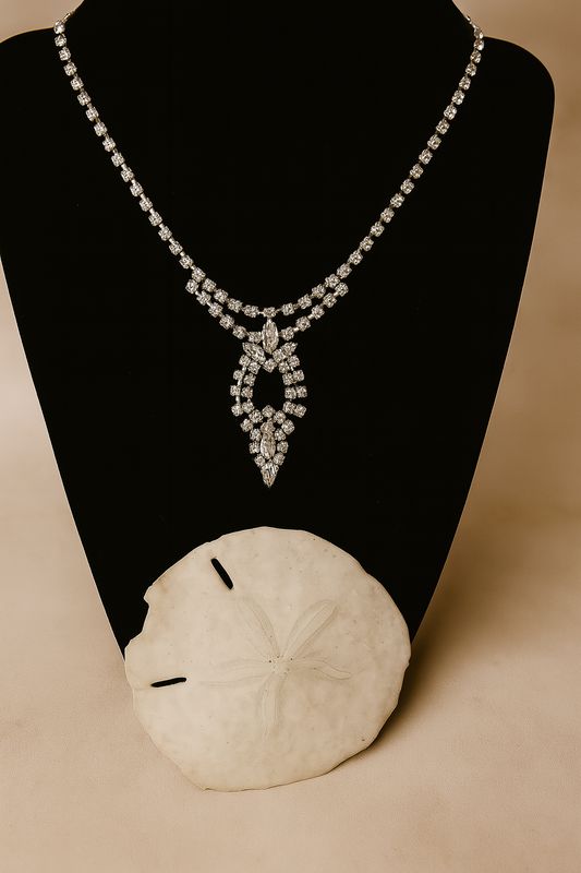 Signed La-Rel Rhinestone Collar – 1950s Sparkle for Evening Grace (14”)