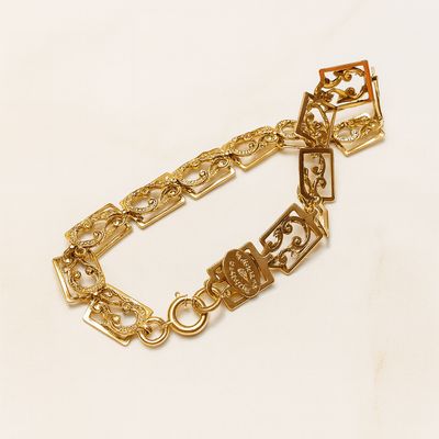 Danecraft Sterling 925 Bracelet – Gold-Tone Book Chain, Vintage Elegance