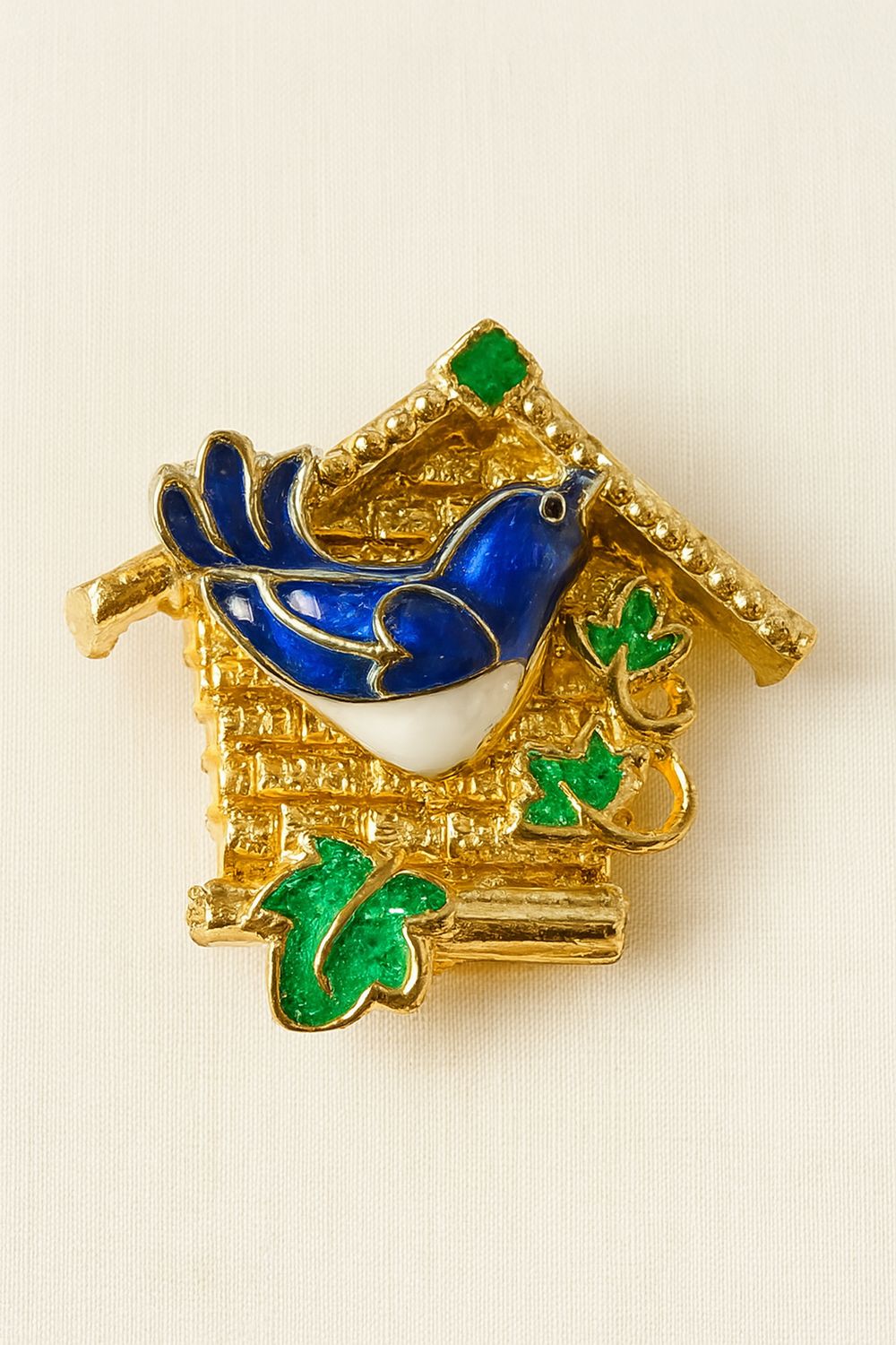 Songbird Enamel Bird And House Pin