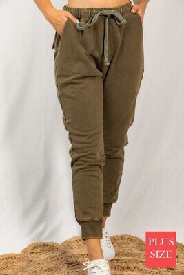 Curvy Olive Mineral Joggers