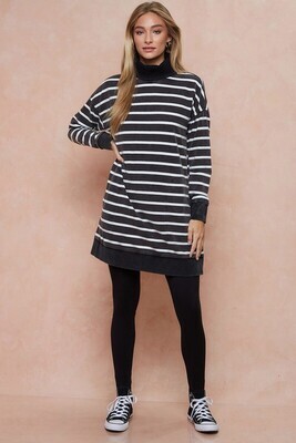 Grey & White Cowl Neck Shirt Dress Grey & White Cowl Neck Shirt Dress