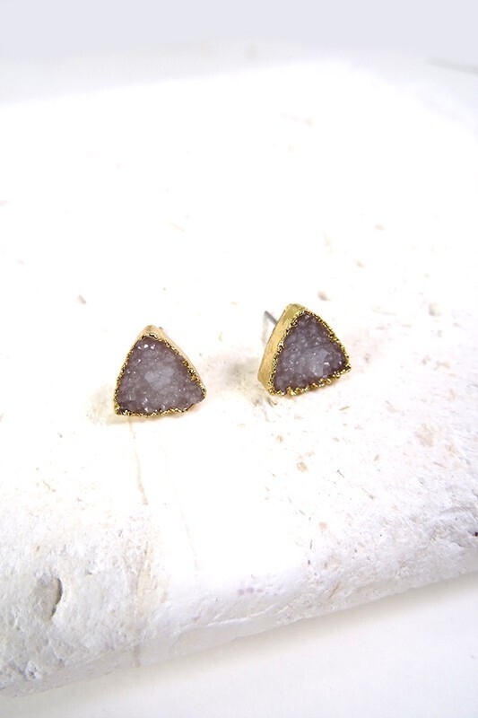 Druzy Triangle Stud