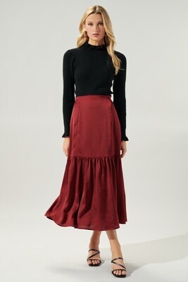 One & Only Tiered Satin Skirt