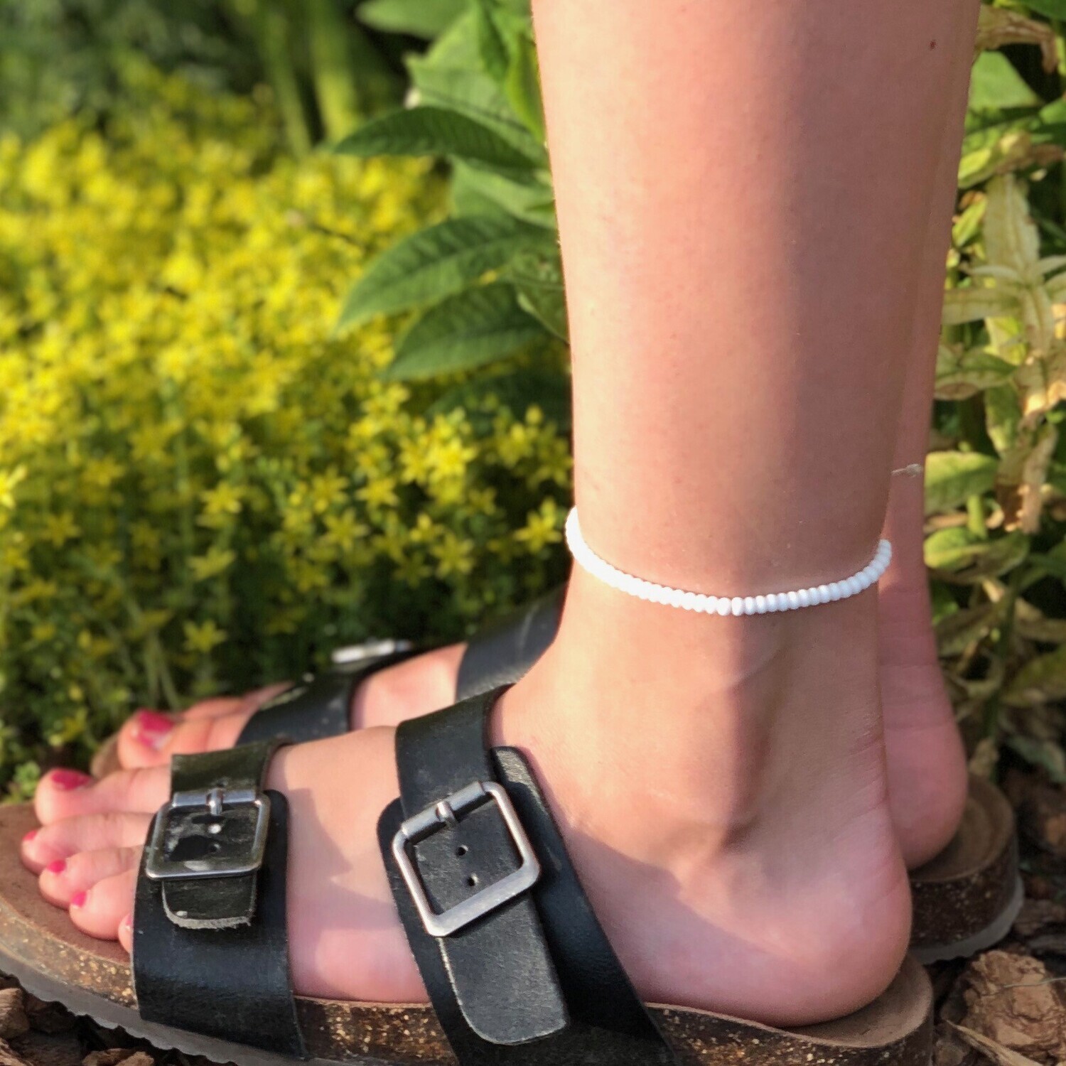 White Beaded Anklet