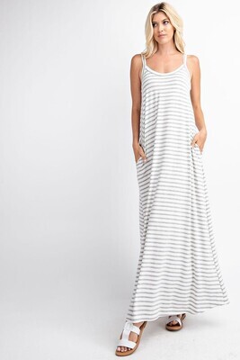 H. Grey/Ivory Striped Maxi Dress