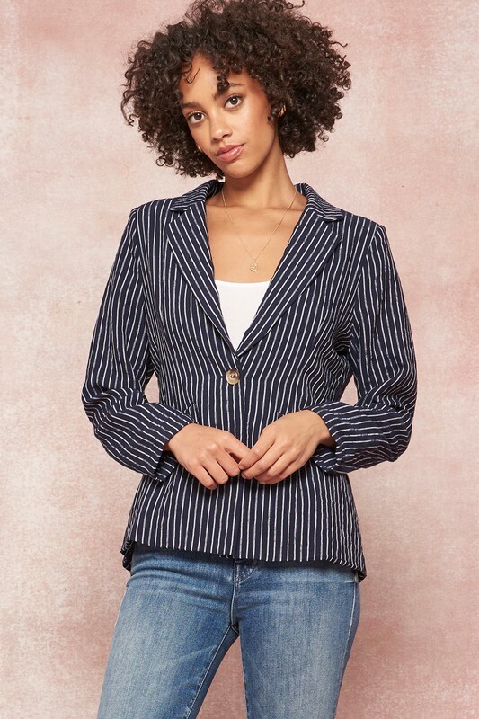 Navy Pinstripe Blazer