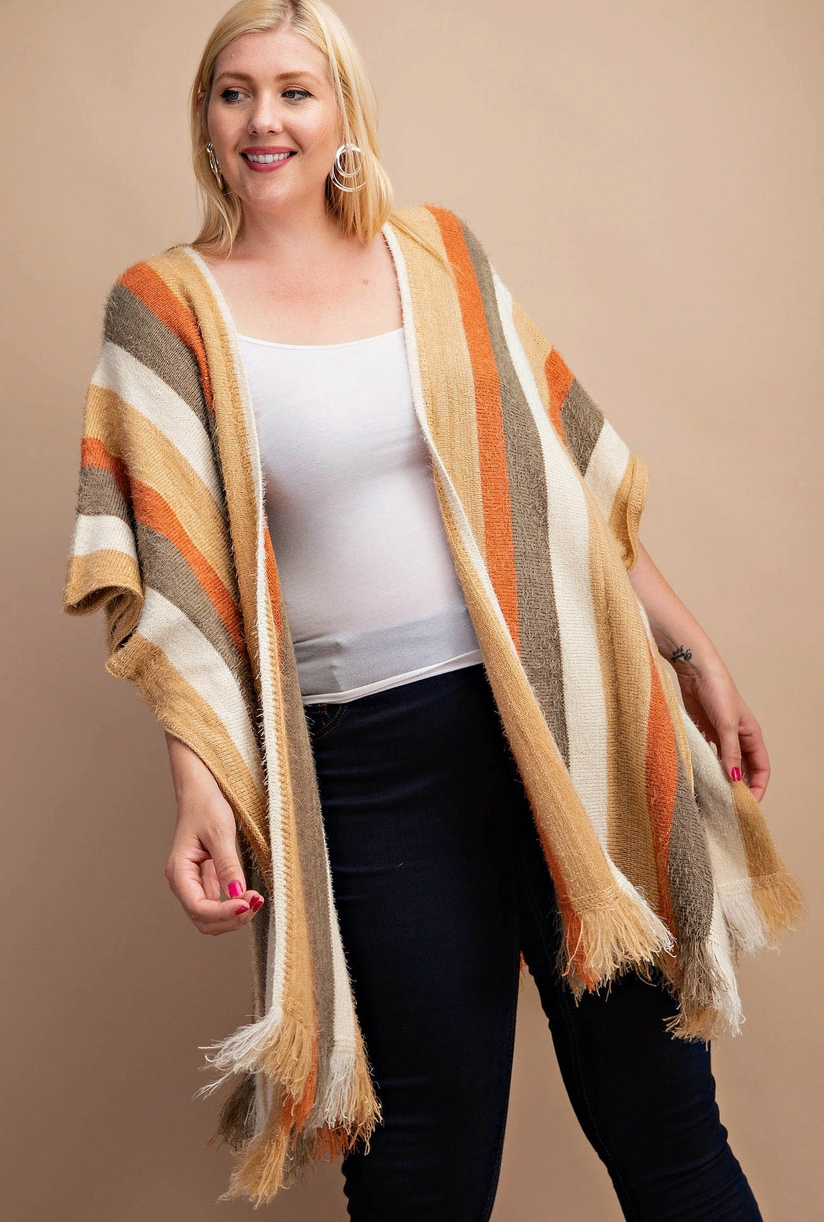 Curvy Multi Stripe Poncho