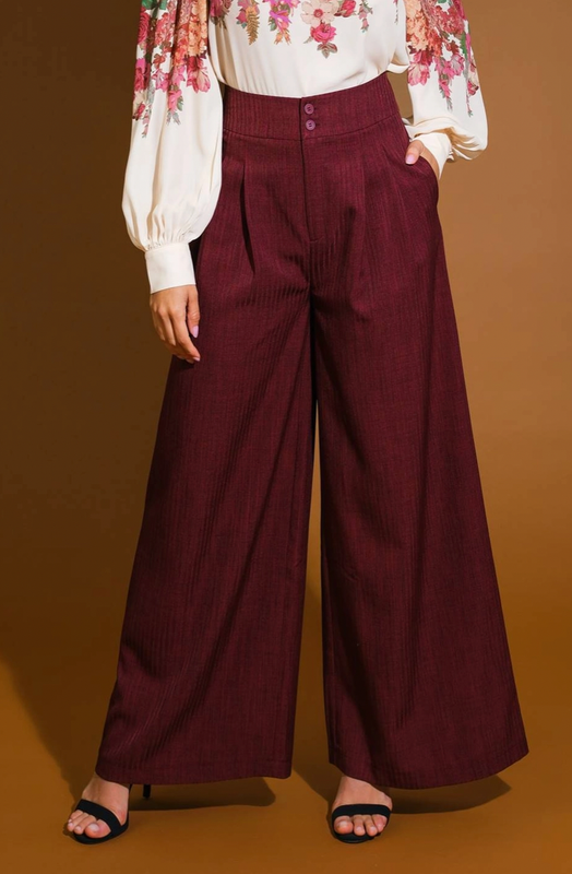 Burgundy Wide Leg Pants