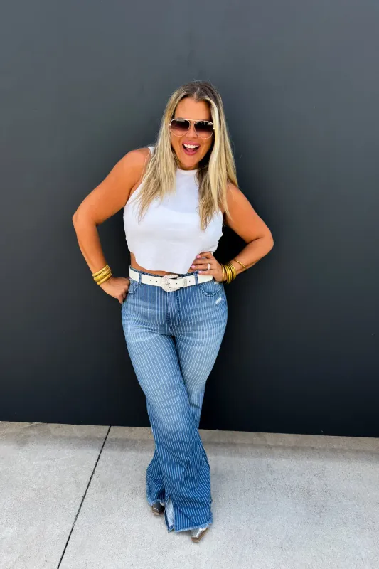  Take Sides Pinstripe Jeans