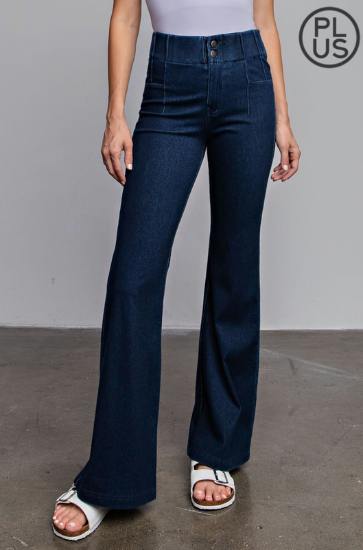 Curvy Stretch Denim Flared Pants