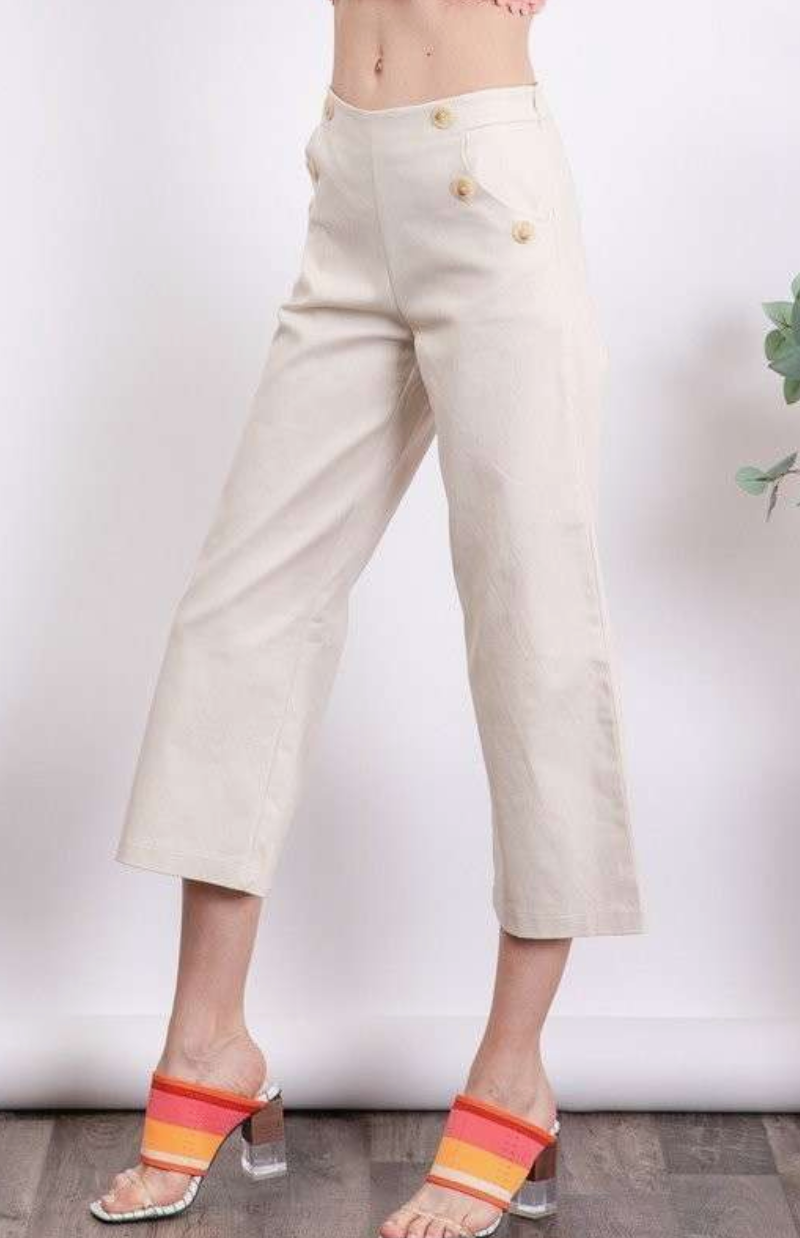 Beige Button Culottes