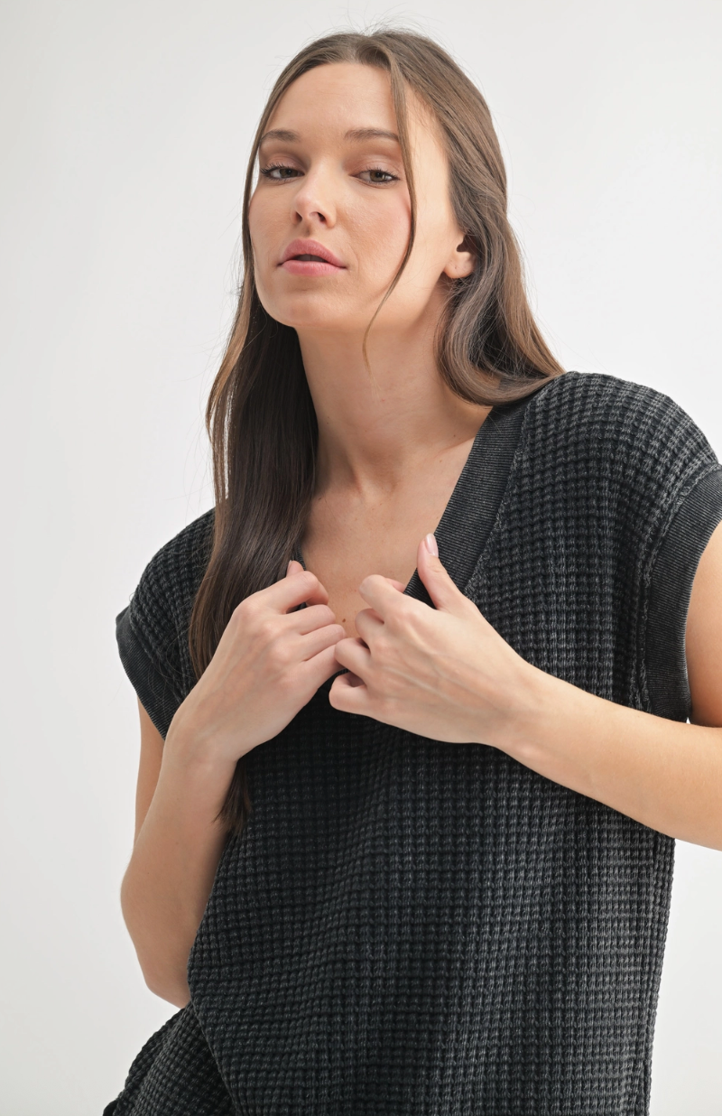  Chunky Mineral Washed Waffle Tee