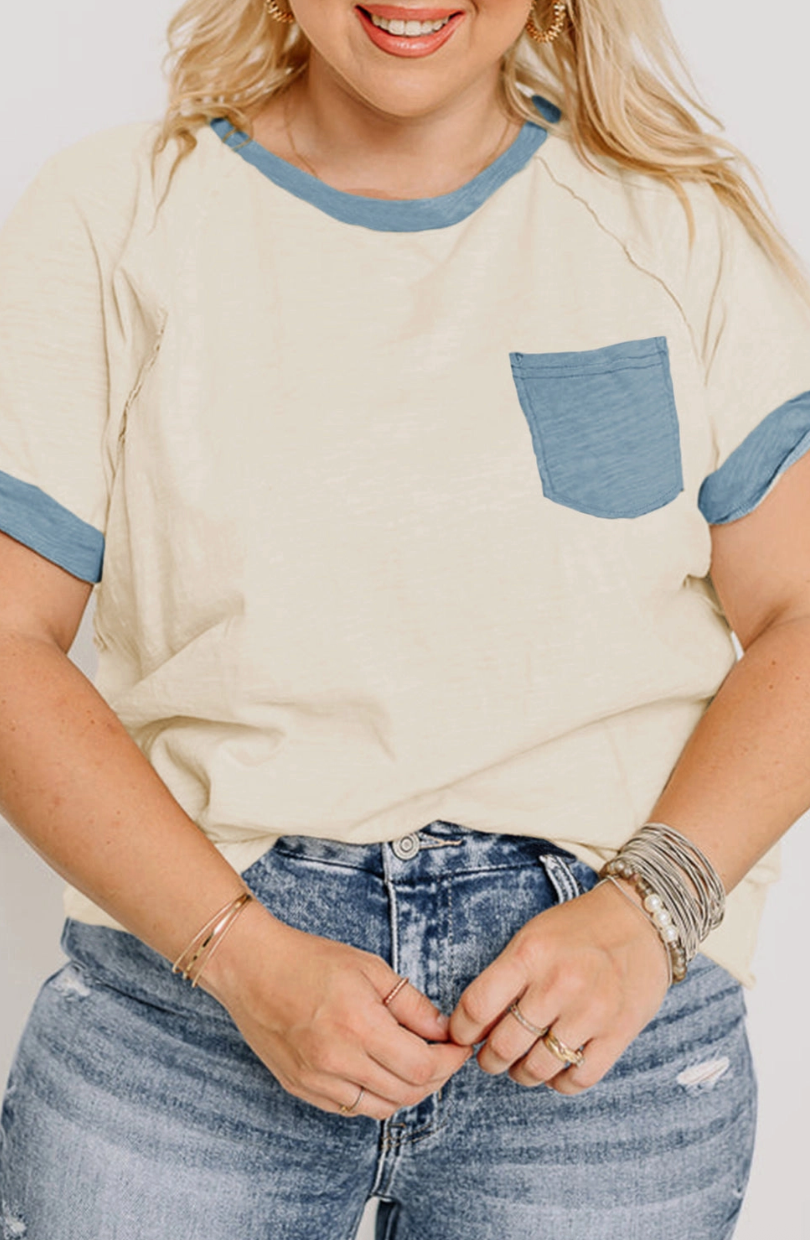 Curvy Colorblock Pocket Tee