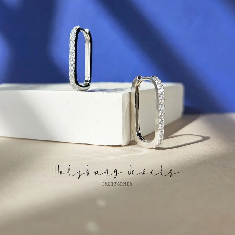 Silver Pave Hoops