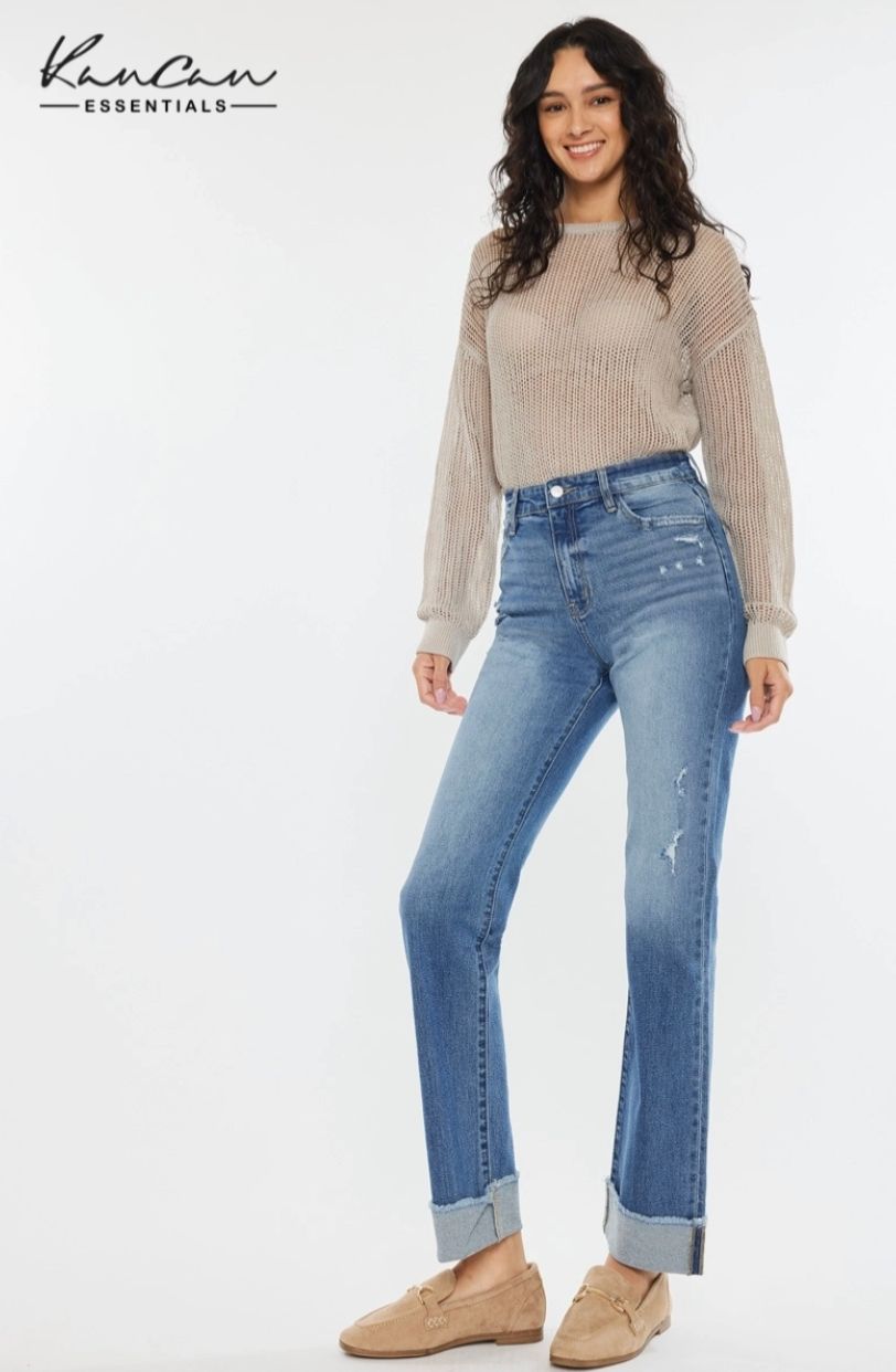 KanCan Straight Cuffed Highrise