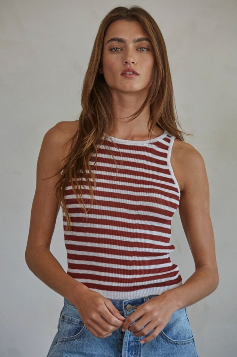 Rust &amp; White Stripe
