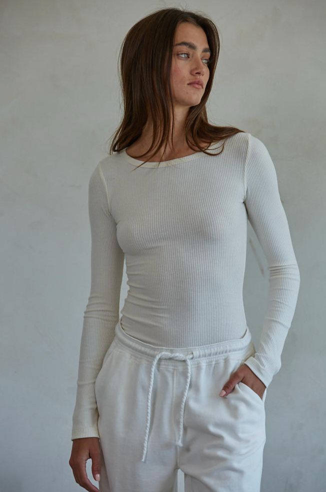 Ivory Ribbed Bodysuit