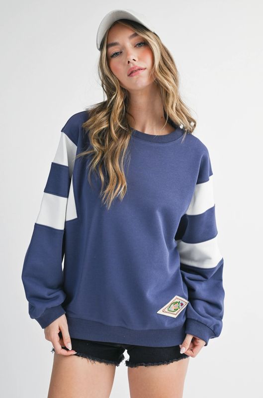 Varsity Stripe Sweatshirt Blue