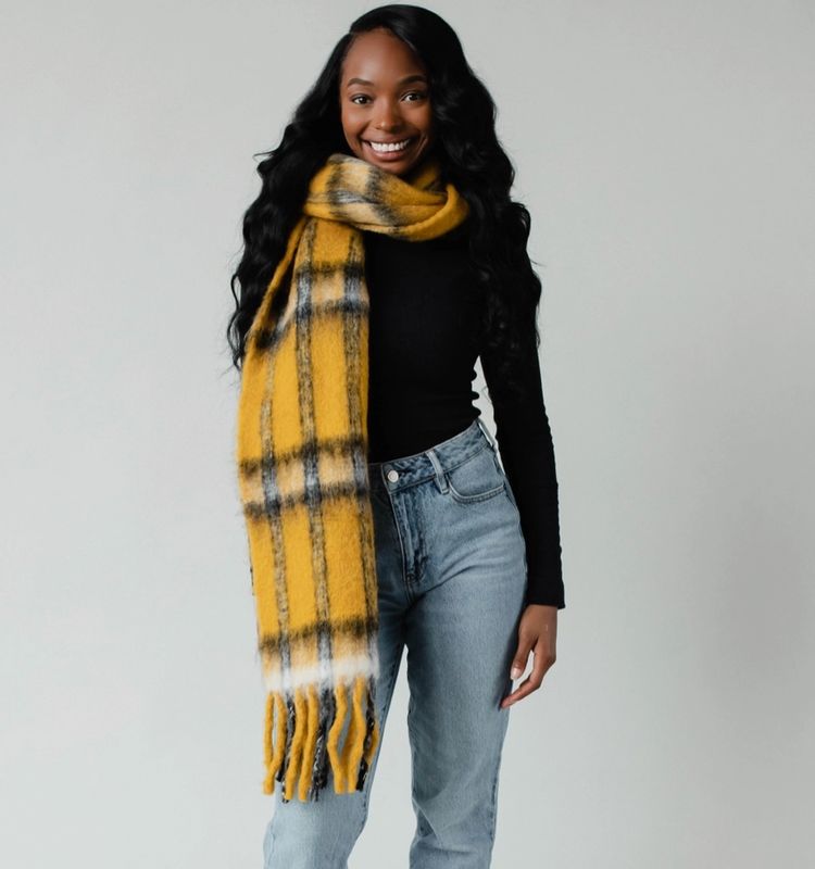 Mustard Plaid Scarf