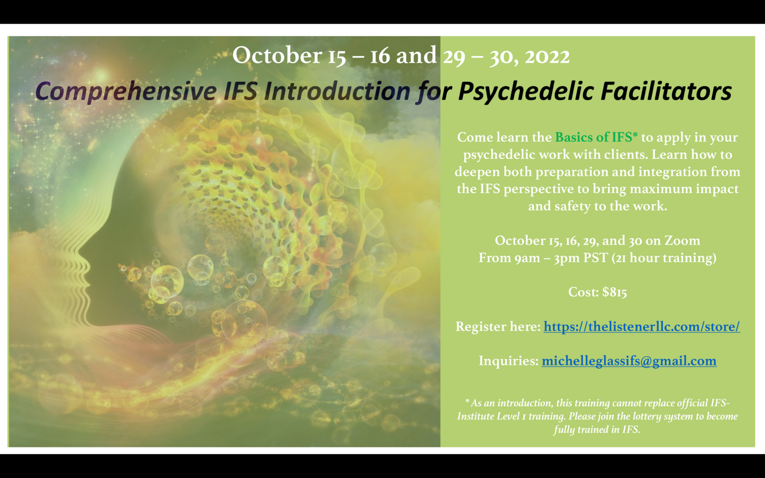 Comprehensive IFS Introduction for Psychedelic Facilitators