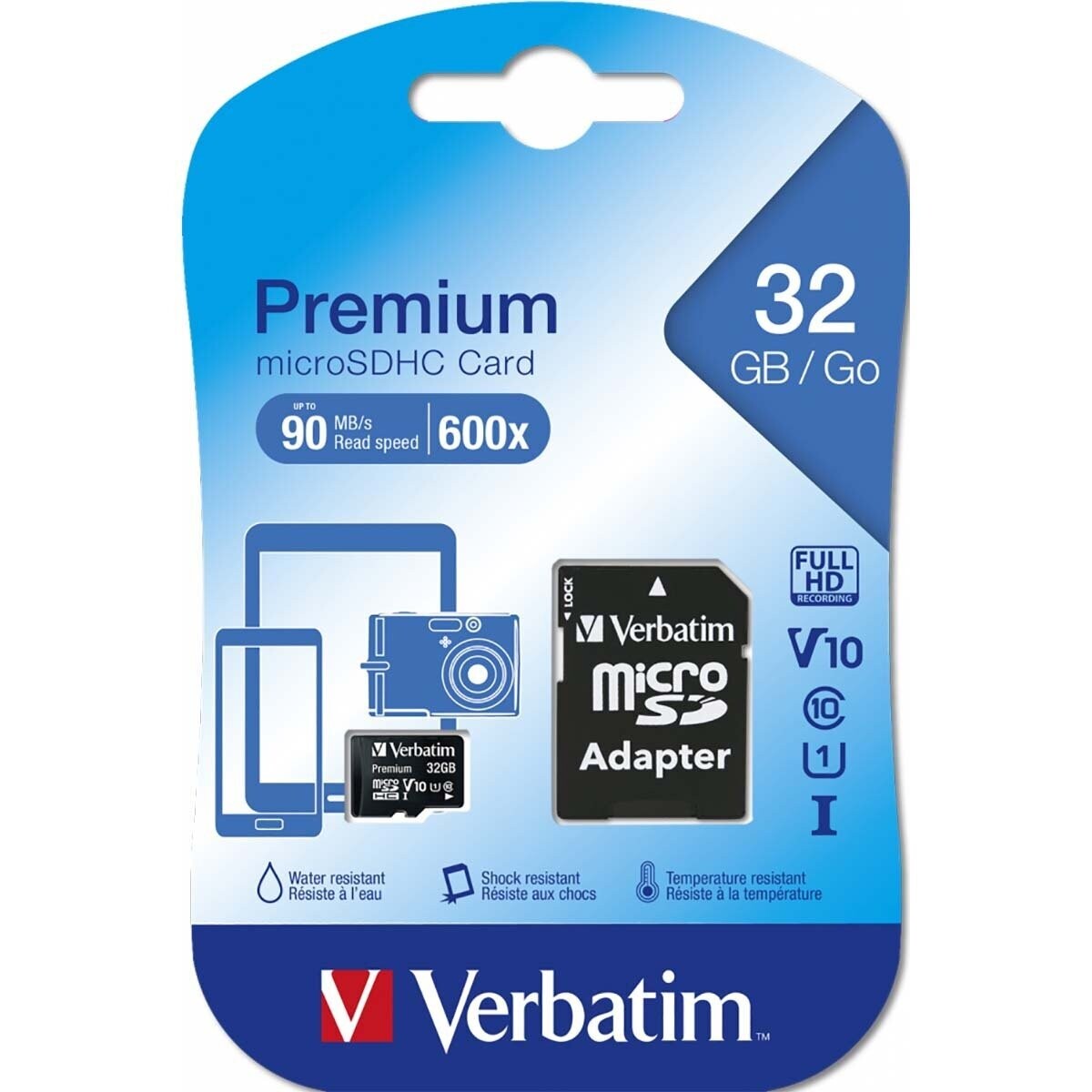Verbatim MICRO SDHC 32GB CL 10 ADAP microSDHC card 32 GB Class 10 incl. SD adapter