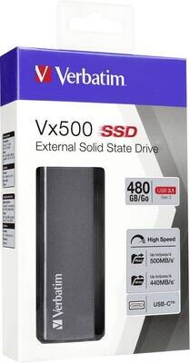 Verbatim Vx500 480 GB External SSD hard drive USB-C™ USB 3.2 (Gen 2) Spaceship grey 47443