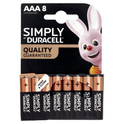 Duracell DUR002463 Simply Alkaline Batteries Micro AAA LR3 (8 Pack)