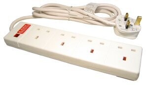 4 Way Extension Lead 5m Surge Protected