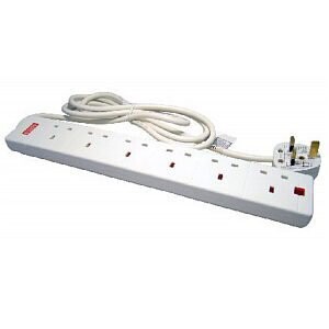 RS PRO 5m 6 Socket Type G - British Extension Lead, 250 V