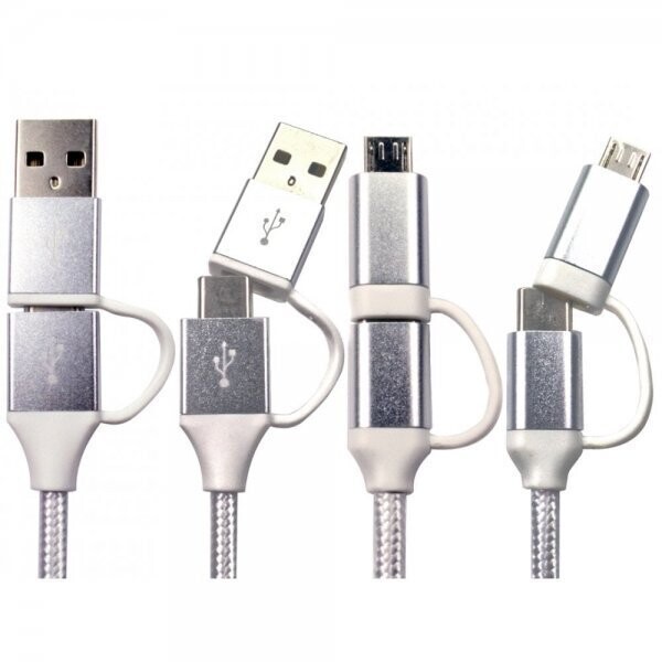 (15W), White: Type A to Micro B, Type A to Type C, Type C to Type Micro B & Type C to Type C