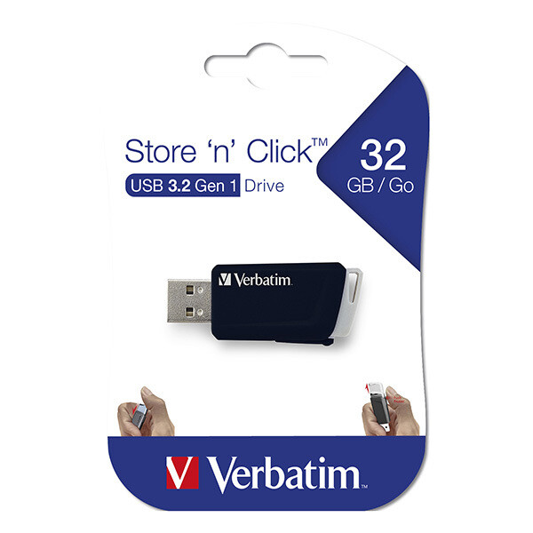 Verbatim USB flash disk, USB 3.0, 32GB, Store N Click, black, 49307, USB A, with telescopic connector