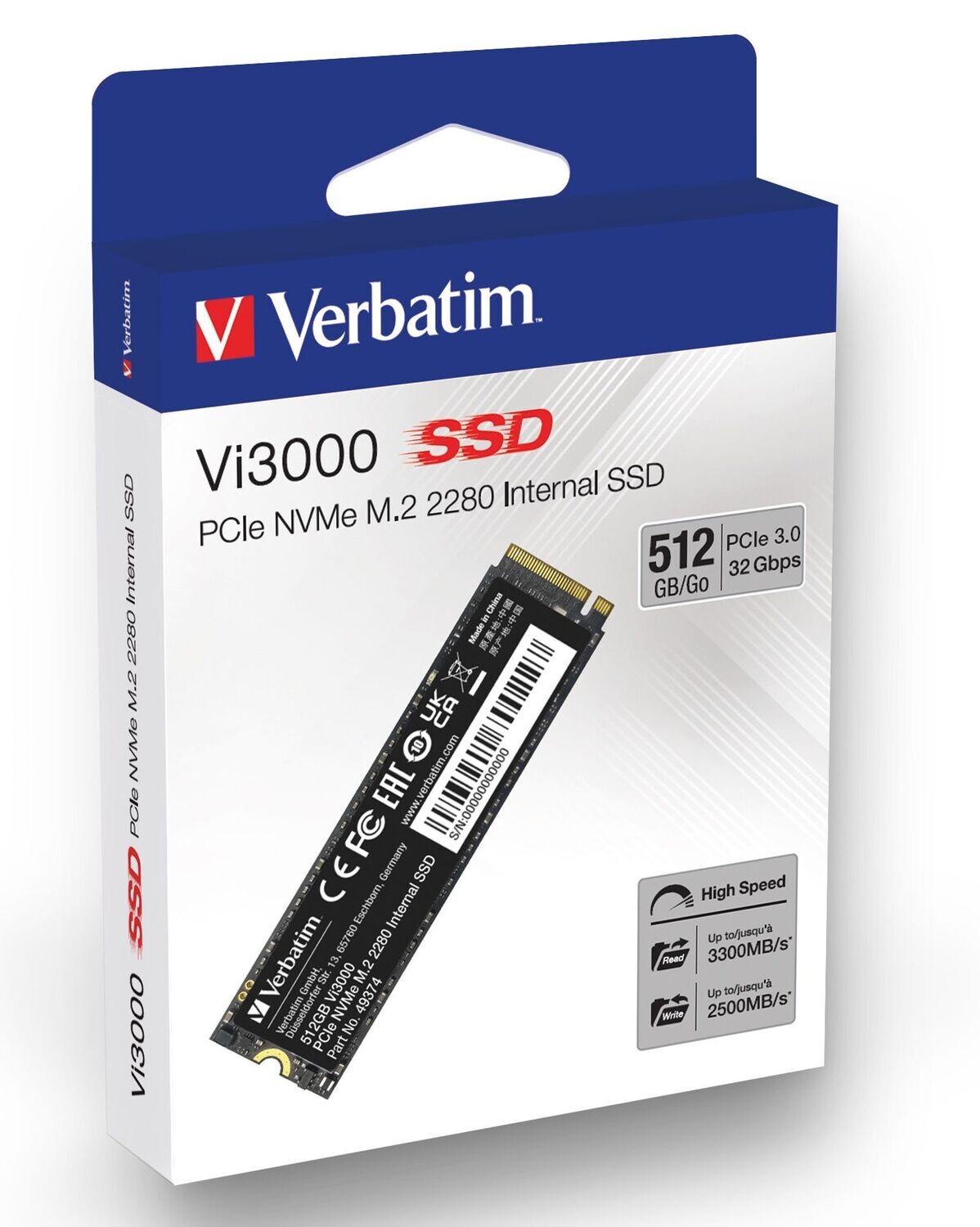 VERBATIM SSD VI3000 INTERNAL PCIE NVME M.2 SSD 512gb