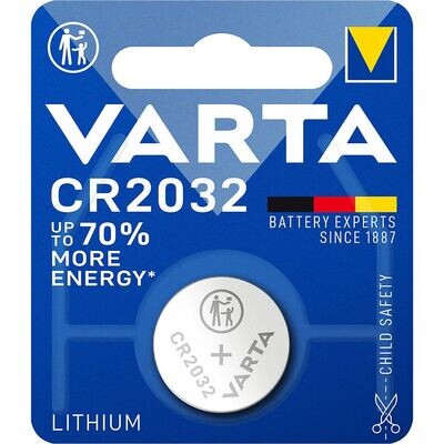 VARTA Batteries Electronics CR2032 Lithium button cell 3V battery, Button cells in original blister pack of 1