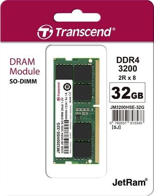 Transcend JetRAM - DDR4 module - 32 GB - SO-DIMM 260-pin - 3200 MHz / PC4-25600 - CL22 - 1.2 V - unbuffered - non-ECC