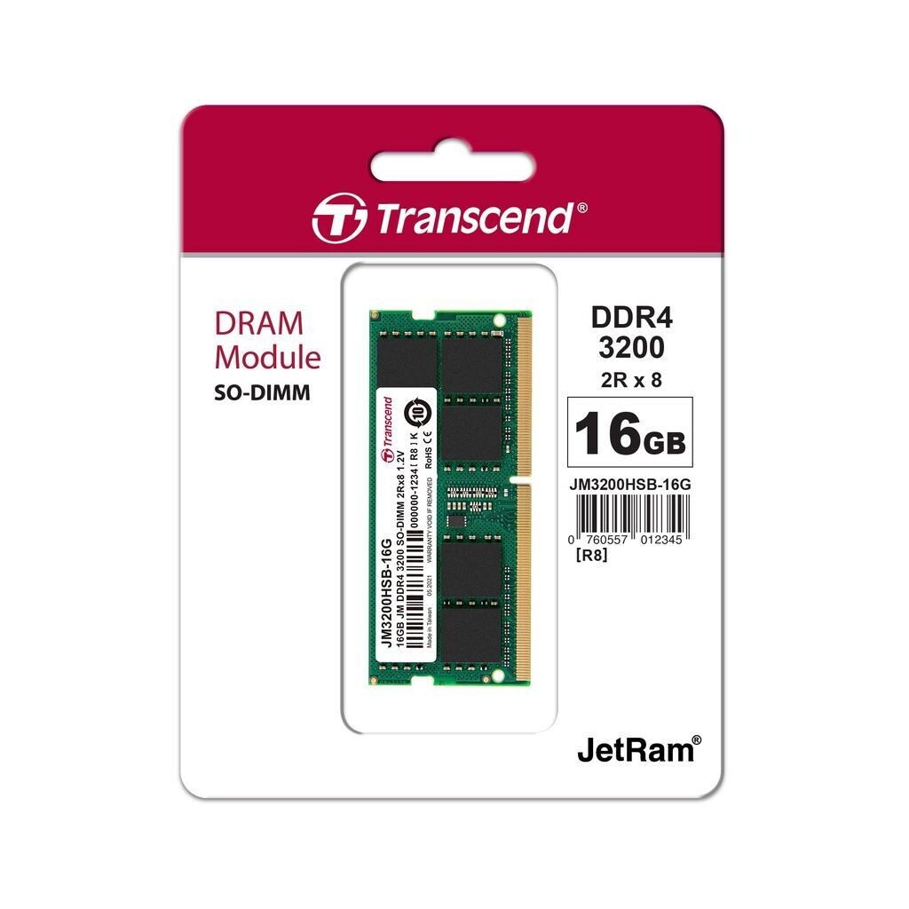 Transcend JetRAM - DDR4 module - 16 GB - SO-DIMM 260-pin - 3200 MHz / PC4-25600 - CL22 - 1.2 V - unbuffered - non-ECC