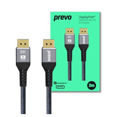Prevo DP14-2M DisplayPort Cable, DisplayPort 1.4 (M) to DisplayPort 1.4 (M), 2m