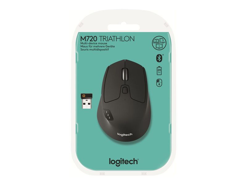 Logitech M720 Triathlon - mouse - Bluetooth, 2.4 GHz
