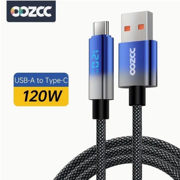 LCD Watt Digital Display, USB-C to Type-C PD cable Nylon Data Sync, Compatible for Samsung, Xiaomi, POCO, Tesla